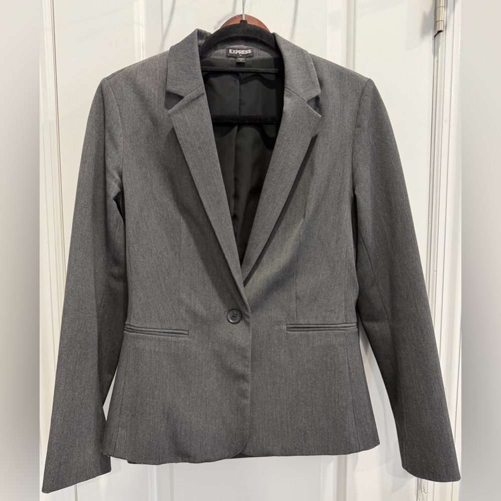 Express Women's Charcoal Gray Set: Blazer / Suit Jacket & Skirt
